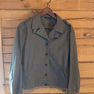 Karen Scott Jacket olive green / brown faux tortoise shell buttons